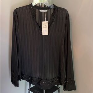 ZARA Black top with Stud detail
